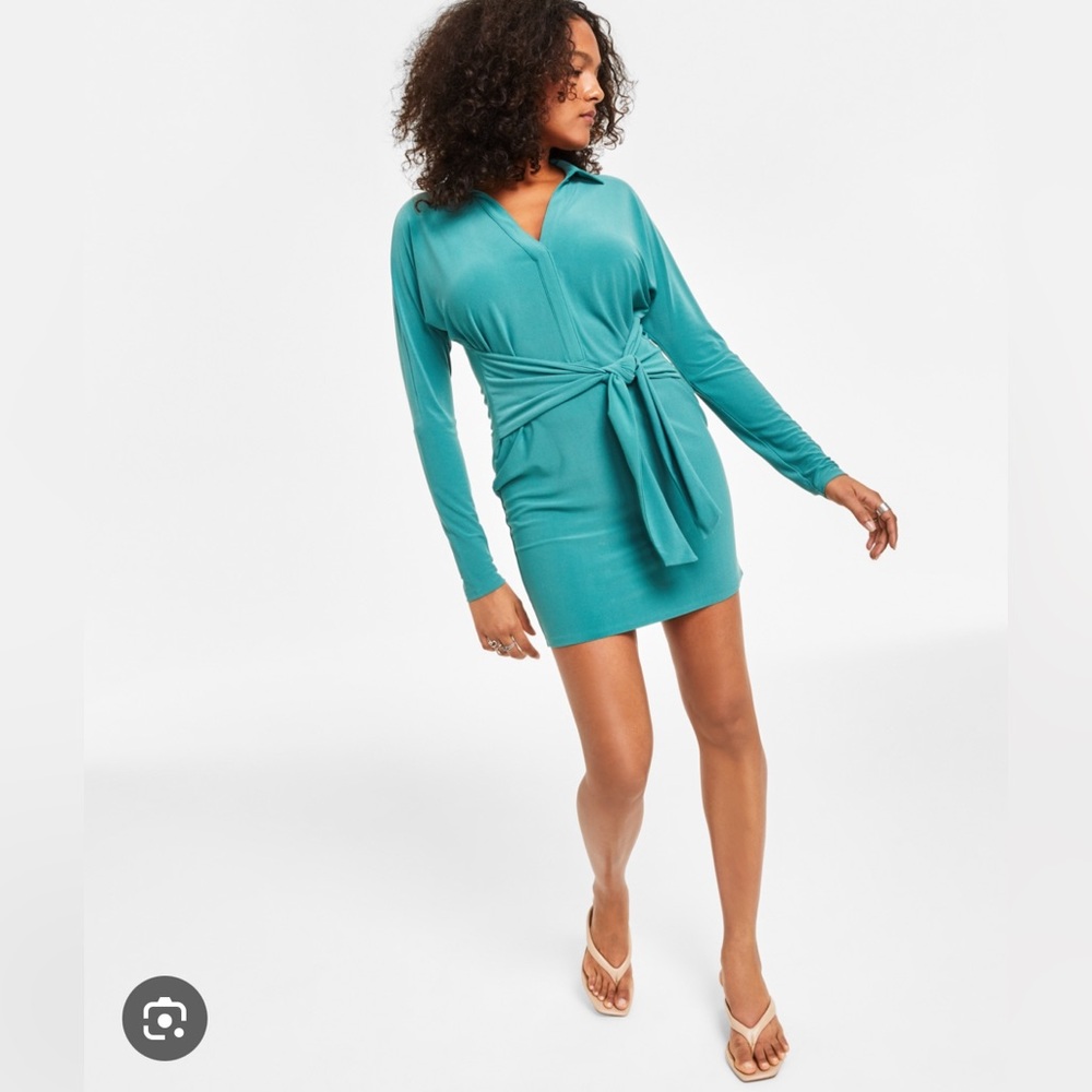 Women's Long-Sleeve Tie-Waist Dress, teal, size small, BEAND NEW with Tags!